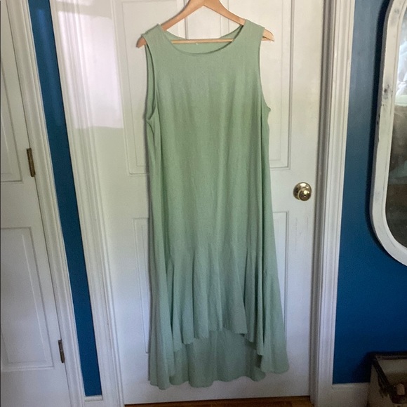 Vintage Green Sleeveless Crew Neck Sundress - Picture 1 of 4